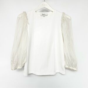 Sea New York top with sheer puff sleeves